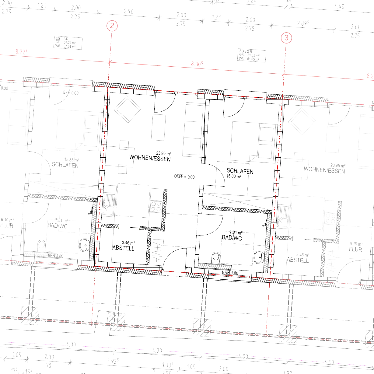 Grundriss einer Wohneinheit im Betreuten Wohnen